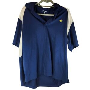 Masters Tech Golf Polo Blue White Colorblock Tournament Logo Mens XL